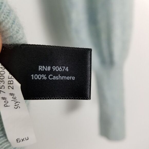 Boston Proper Women Cashmere Pullover Sweater Sz S Light Blue Soft Crew Neck - Picture 10 of 10
